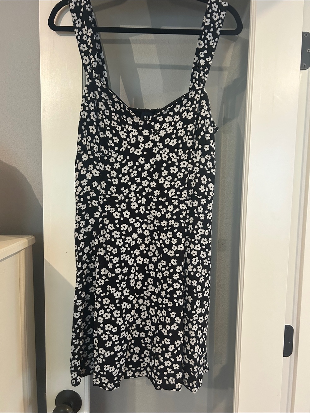 GAP Black Mini Dress with White Floral Print